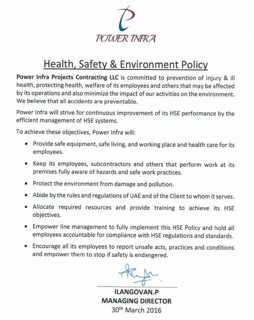 Health, Safety & Environment Policy